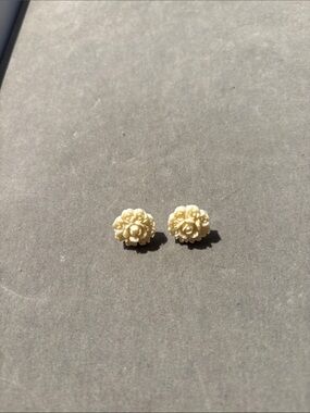 Earrings ivory color rose appearance.